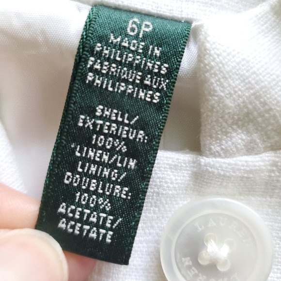 Lauren Ralph Lauren White Linen Lined Jacket Blazer Women's Size 6P - Picture 7 of 17